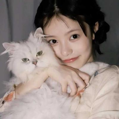 抱猫头像女-萌图百科