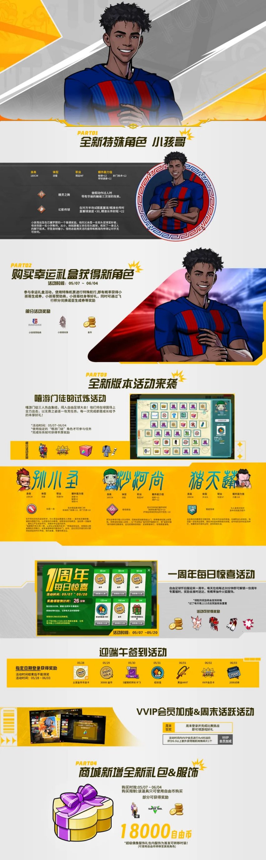 《自由足球怀旧服》5月7日周年版本上线！新角色小孩哥登场！-萌图百科