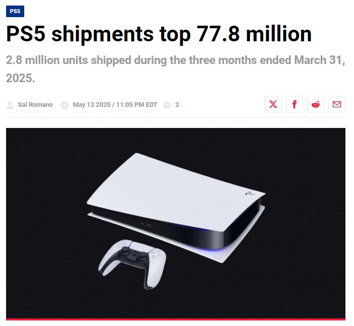 PS5全球出货量达到7780万台-萌图百科