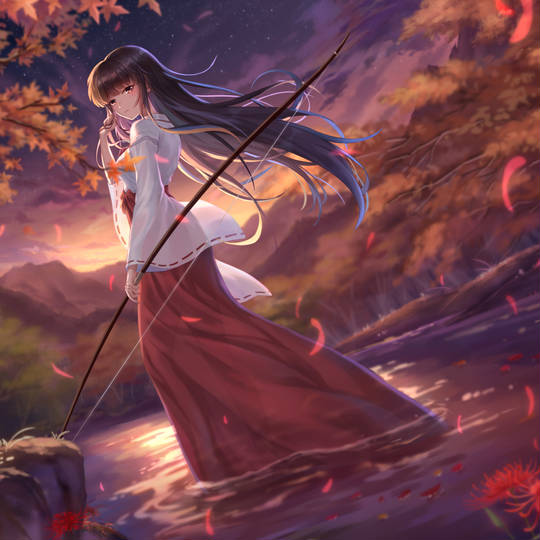风景, 回眸, 巫女服, 彼岸花, 小女孩图片