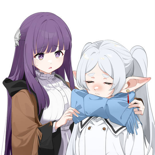 葬送的芙莉莲, フリーレン, フェルン, 菲伦完全就是妈妈, 早朝のフリーレン, 二次创作, 葬送のフリーレン1000users入り, 鼻涕, フリーレン巻き