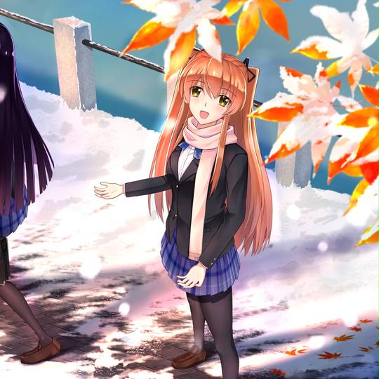 女孩子, WHITEALBUM2, 冬马和纱, 小木曽雪菜, WHITE ALBUM2, 背景, Leaf, 降雪, せつかず