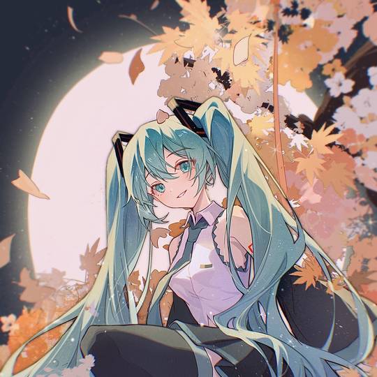 初音未来最新的P站自截头像图片，超爱MIKU