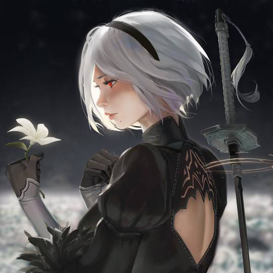 尼尔:机械纪元, 2B/寄叶二号B型, 尼尔, 小女孩, 月の泪图片