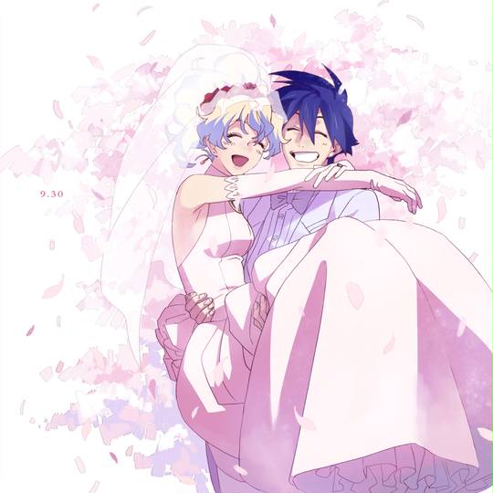 天元突破, Simon/Nia, 9.30, Simon, 尼娅, 婚纱, 公主抱, 萌カップル, グレンラガン1000users入り, dressed up