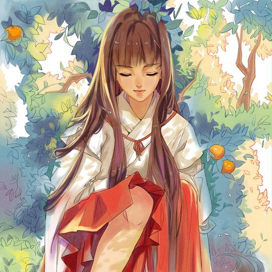 太美了, 闭上眼睛, 美丽, 犬夜叉, 桔梗图片