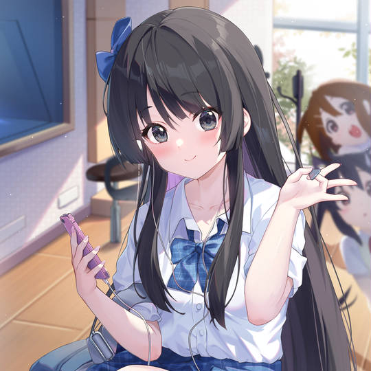 女孩子, 秋山澪, 女高中生, JK, 制服, 水手服, 轻音少女, 黑长直, 美甲, 黑髮