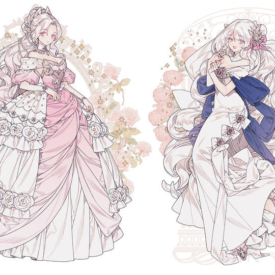 draw, Rococo, painting, drawing, dress, 少女, 裙子, 插画, 原创, 女孩子