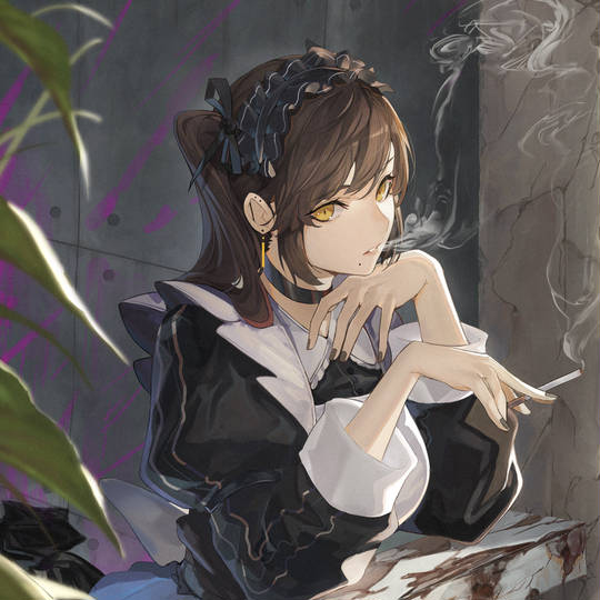 吸烟的女生头像图片