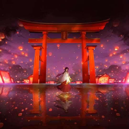 风景, 巫女, 神社, 幻想的, 阴阳师图片