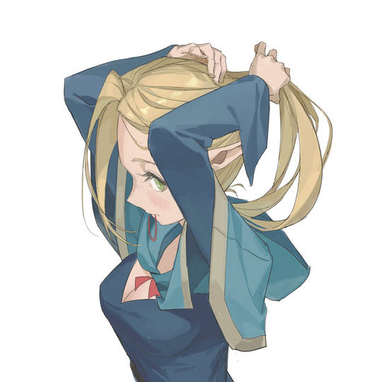 DeliciousinDungeon, 迷宫饭, Marcille, あらセクシー, 咥え髪留め, マルシル髪型変更, 二次創作にオリジナルタグ, 请勿将_原创_标签用于粉丝艺术