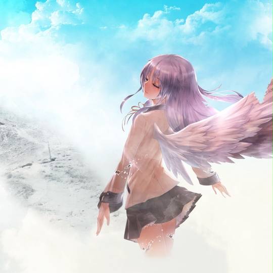 AngelBeats!, 立华奏, 天使, KEY, 空, 天空城, 背景風景, 立华奏真是天使, AB 1000收藏