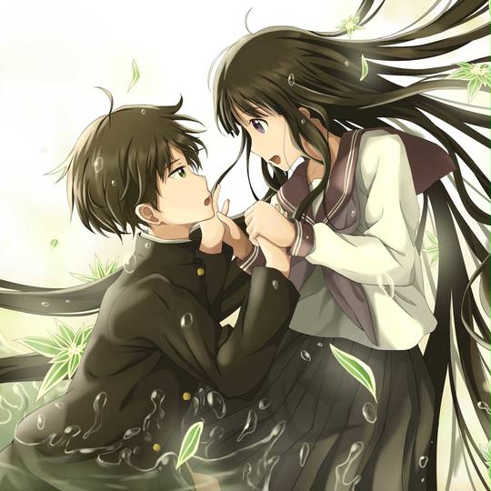 anime, fanart, Hyouka, 千反田爱瑠, 折木奉太郎, 冰菓, 折木×千反田, 氷菓100users入り