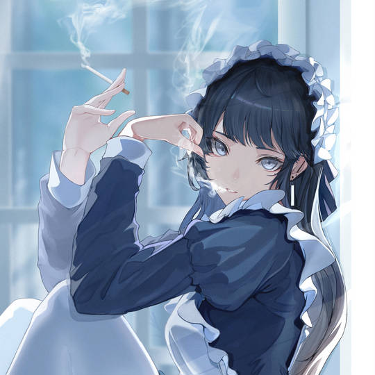 吸烟的女生头像图片