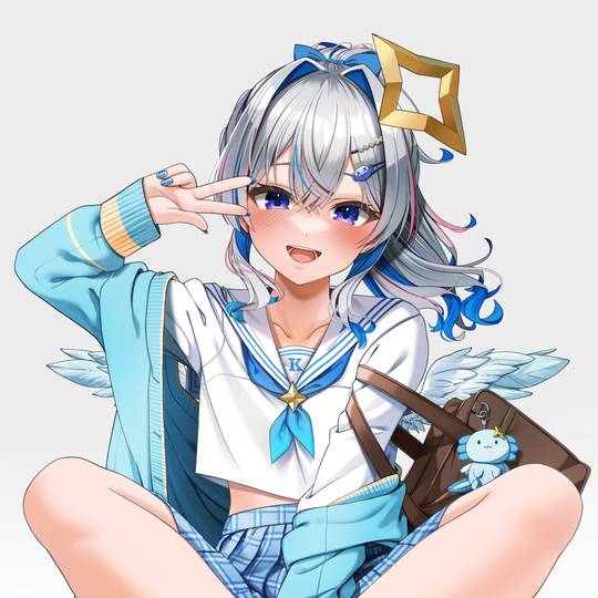 Hololive, hololive, 天音彼方, 赤脚, 裸足脚底, 脚底, Kanata Amane fanart, 制服, ギリシャ型, バーチャルYouTuber1000users入り