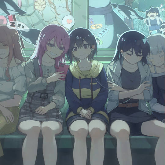 高松燈, 千早愛音, 長崎そよ, 要楽奈, 椎名立希, 电车内, BanG_Dream!_It's_MyGO!!!!!, MyGO!!!!!, BanG_Dream!, バンドリ1000users入り