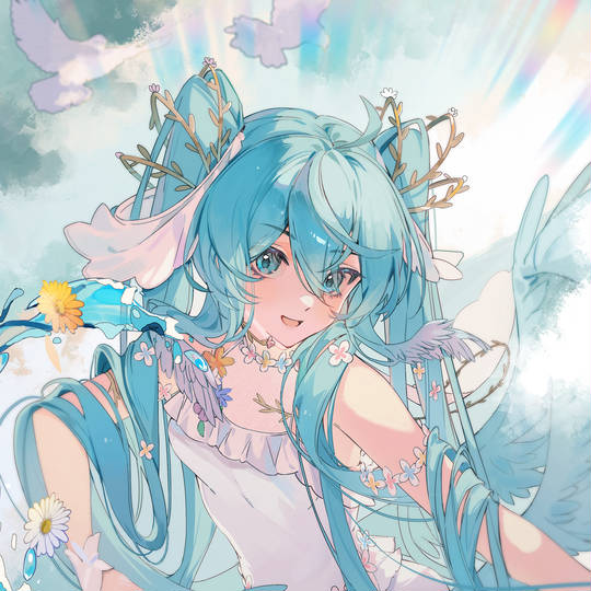 初音未来最新的P站自截头像图片，超爱MIKU