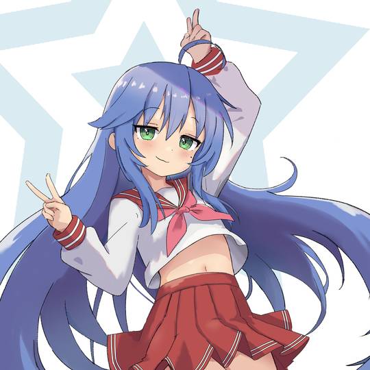 Lucky☆Star, Konata, fanart, 泉此方, 幸运星, めくりたいミニスカート, へそ出しセーラー服