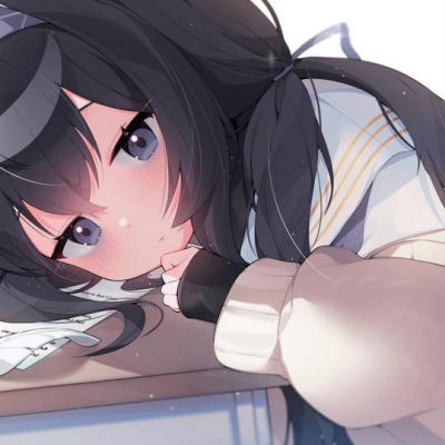 古关忧《蔚蓝档案》头像图片，下双马尾、眼镜、黑眼圈-萌图百科