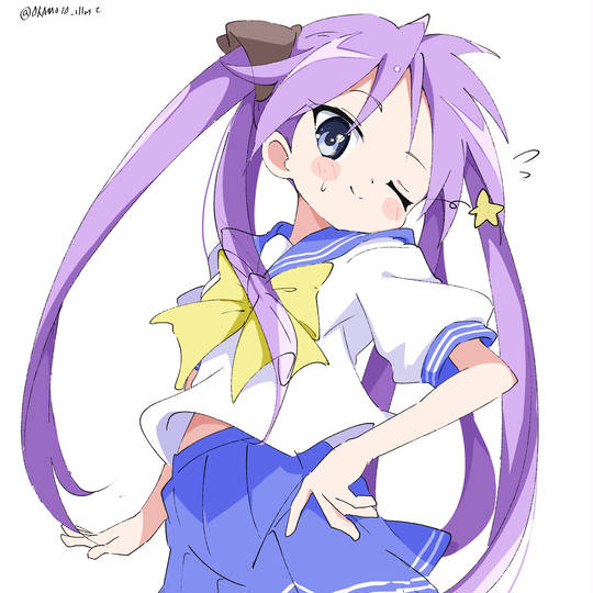 柊镜, 幸运星, 女孩子, 制服, 水手服, 腹チラ