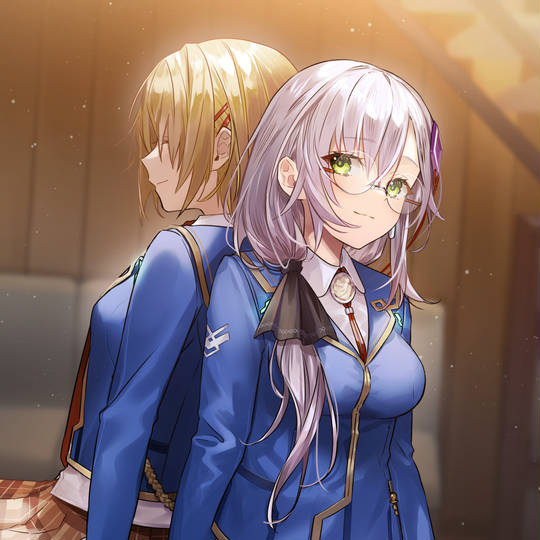 HEAVEN BURNS RED, Heaven Burns Red, PR, 茅森月歌, 和泉由希, 月歌ユキ, ヘブバン1000users入り, 背靠背, blazer, 百合