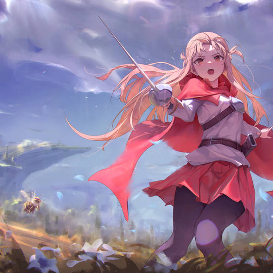 女孩子, 结城明日奈, 刀剑神域, SAO, 少女, 风景, SAO1000收藏, cloak, miniskirt, belt