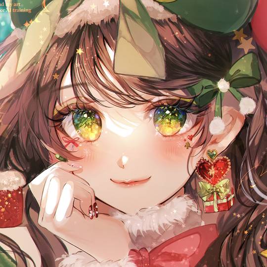 礼物, 圣诞快乐, 圣诞节, ツリー, 长发, nail, Santa cosplay, 原创, 女孩子