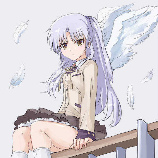 AngelBeats!, 立华奏, 天使, 大腿, 银色长发, angel beats!, AB100users入り