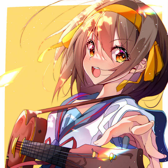 女孩子, Haruhi, Suzumiya, 凉宫春日, 凉宫春日的忧郁, 女学生, 水手服, 凉宫春日100收藏, 凉宫春日1000收藏, 吉他
