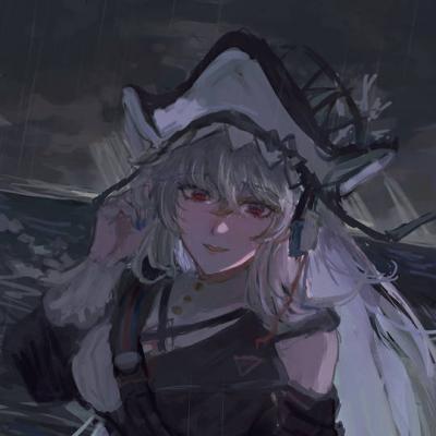 归溟幽灵鲨《明日方舟》头像图片，鲨鱼娘、白发红瞳、超长发-萌图百科