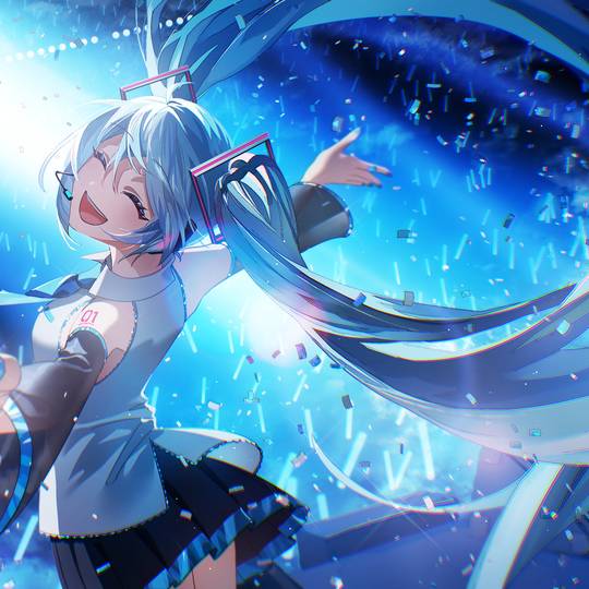 初音未来最新的P站自截头像图片，超爱MIKU