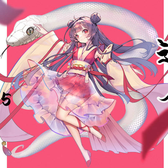 原创, 女孩子, 插画, 少女, 背景, 可爱, 贺年卡插画, 贺年卡, お正月, 原创角色