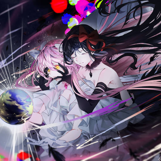 魔法少女小圆, 晓美焰, 鹿目圆, 恶魔焰, 圆神, Madoka☆Magica 100+ bookmarks, illustration, 百合, 插画