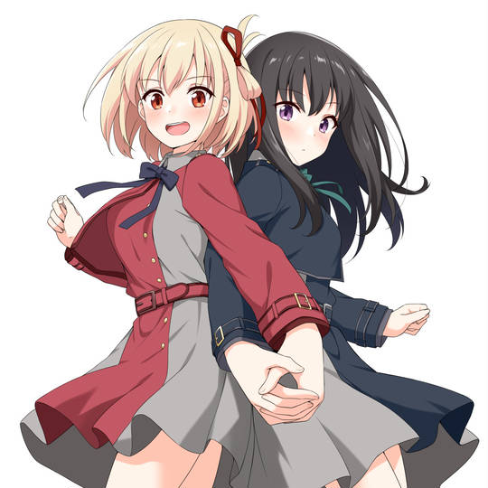 千束×泷奈, 莉可丽丝, 井之上泷奈, 錦木千束, 手つなぎ, 背靠背, Lycoris Recoil 1000收藏