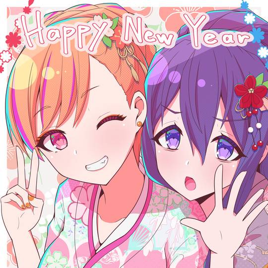 原创, 贺年卡, 金眼鏡ちゃん, 紫眼鏡ちゃん, 美甲
