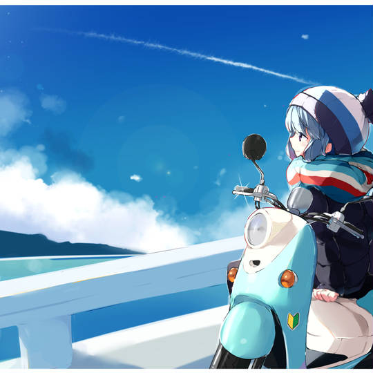摇曳露营△, Laid-Back Camp, 志摩凛, laidbackcamp, scooter, 原付, しまりん, ビーノ, 飛行機雲