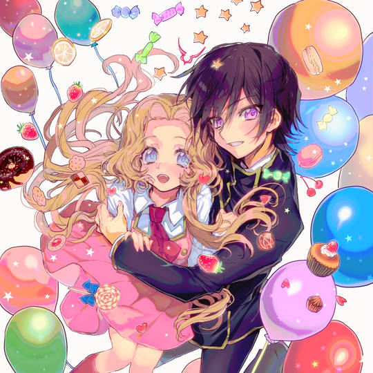 反叛的鲁路修, 鲁路修, nunnally, Lelouch Lamperouge, コードギアス100users入り, Nunnally Lamperouge
