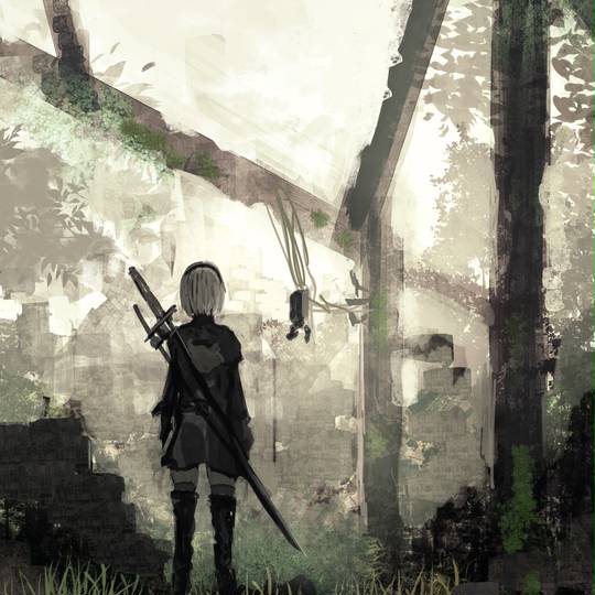 尼尔:机械纪元, NieR, 2B/寄叶二号B型, CLIPSTUDIOPAINT, 废墟图片