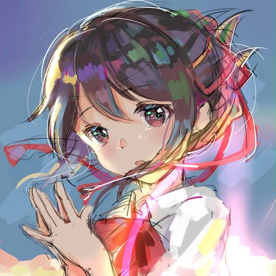 新海诚, 宫水三叶, 女孩子, 你的名字。, 君の名は, 你的名字, 落书き, 君の名は。500users入り