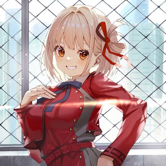 莉可丽丝, 女孩子, 錦木千束, 树, 巨乳, 可爱, 欧派, 制服, 大腿, リコリス・リコイル5000users入り