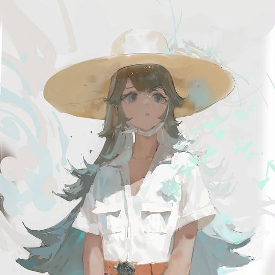 戴草帽的女孩子可爱头像图片