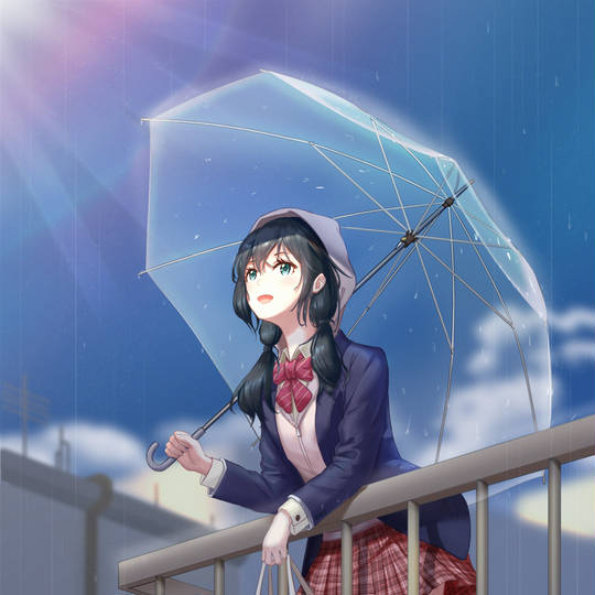 雨, 伞, 紫阳花, 天野阳菜, 连帽衫图片