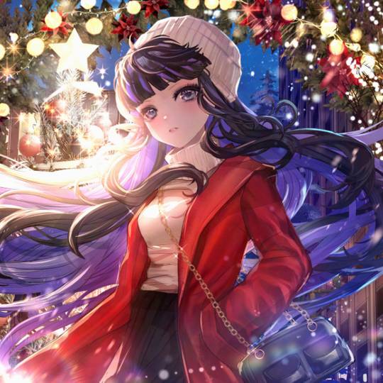 圣诞节, 圣诞快乐, Merry Christmas, 黑长直, Ibuki, 商业绘图, illumination, coat, 长裙, バーチャルYouTuber100users入り
