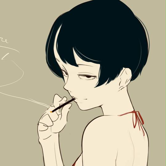 吸烟的女生头像图片