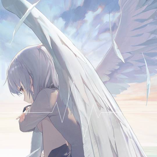 立华奏, AngelBeats!, 羽翼, 立华奏真是天使, AB 10000收藏, 抱膝坐