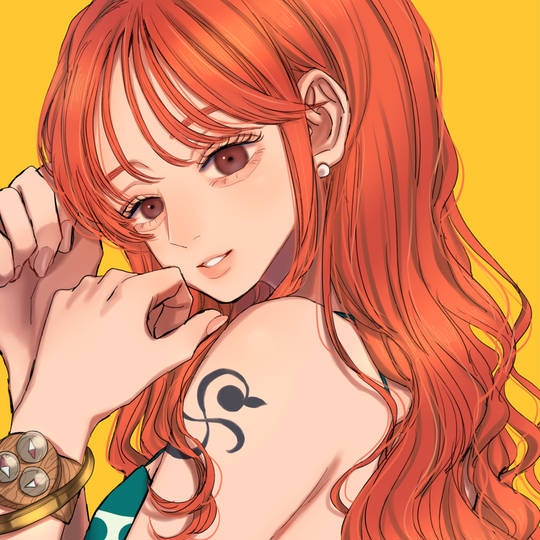 娜美《海贼王》头像图片，A4腰、文身、高鼻梁