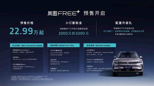 全系标配华为乾崑智驾ADS4 岚图FREE+正式预售22.99万元起-萌图百科