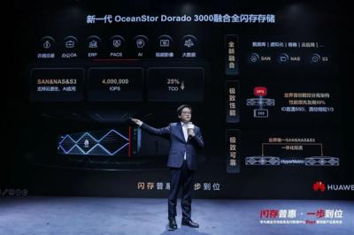 华为发布新一代OceanStor Dorado 3000融合全闪存存储：最高1600块SSD、8PiB容量-萌图百科