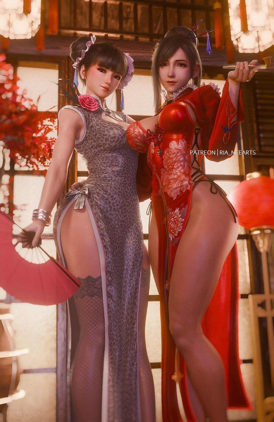 伊芙和蒂法3D美图：服装互换无违和感 身材都完美-萌图百科