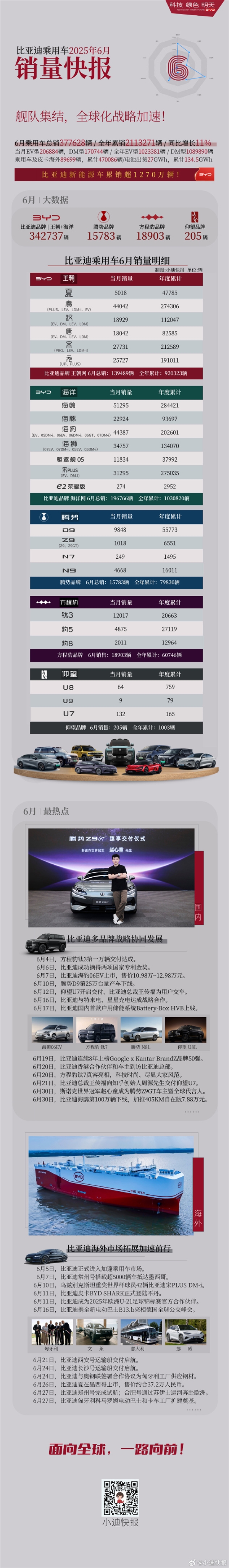 比亚迪6月各车型销量出炉：海鸥狂卖超5万辆 继续称王-萌图百科